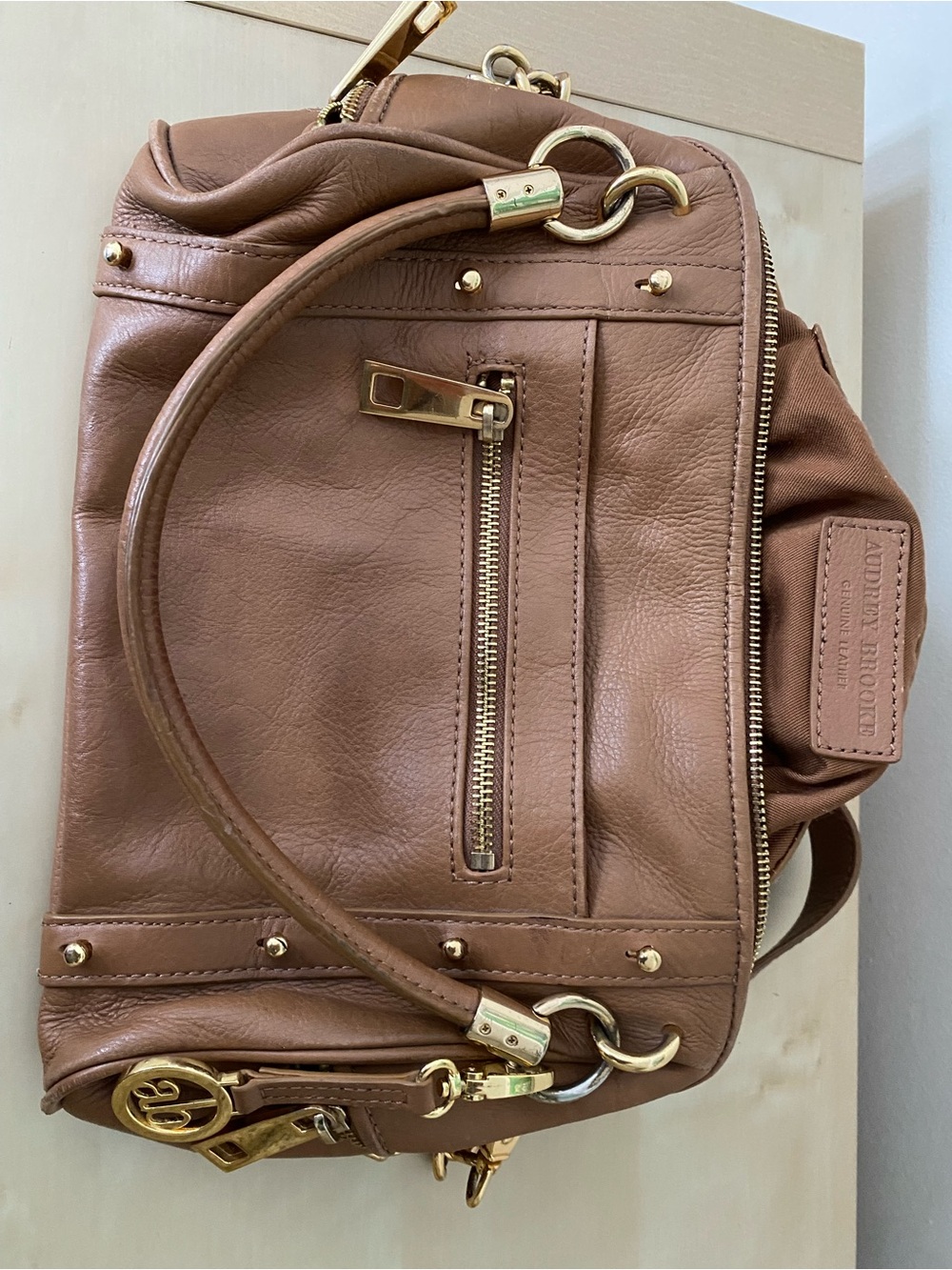 Audrey Brooke Brown Quilted Interior Leather Tote